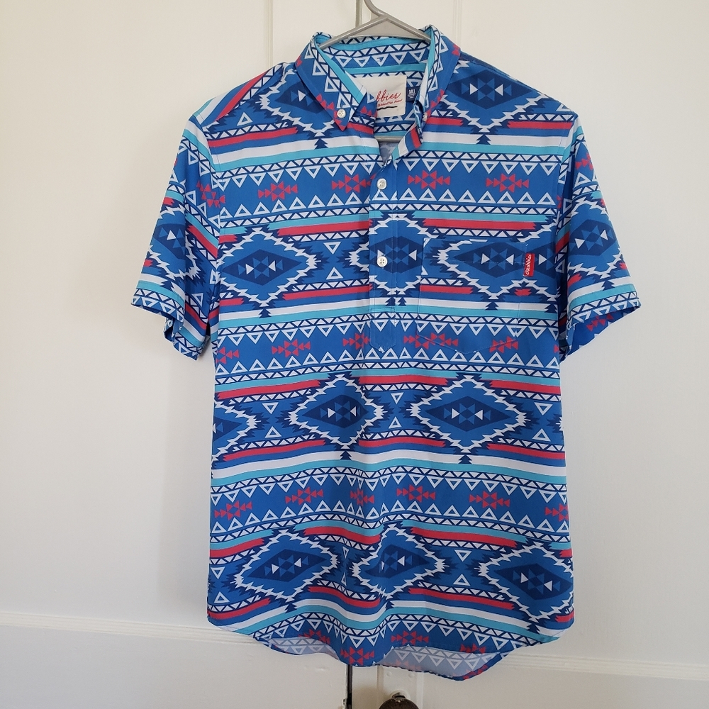 CHUBBIES Men's Popover Aztec Print Shirt NWOT